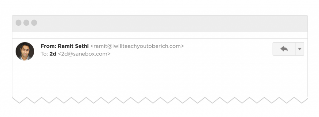 An example of how Ramit uses Sanebox to send himself a reminder
